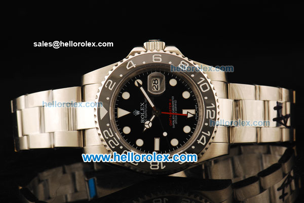 Rolex GMT-Master II Automatic Movement Full Steel with Black Dial and Black Bezel - Click Image to Close